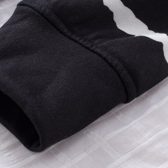 BLACK WHITE TIE DYE STRIPED SOFT DRAWSTRING HOODIE SIZE 2X (18-20) - Picture 6 of 8